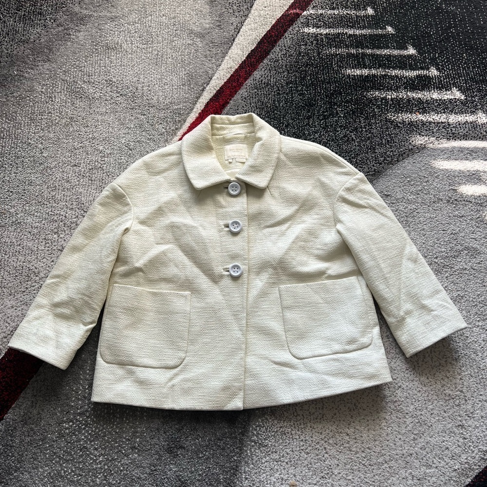 Kate Spade Leather Ivory Blazer Coat